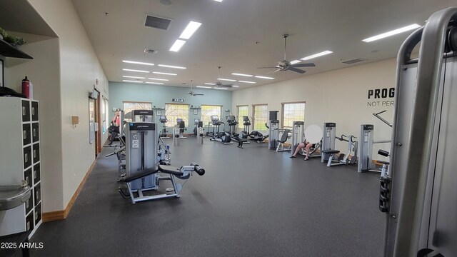 8633 E Kael Cir, Mesa, AZ 85207 - gym with ceiling fan and baseboards