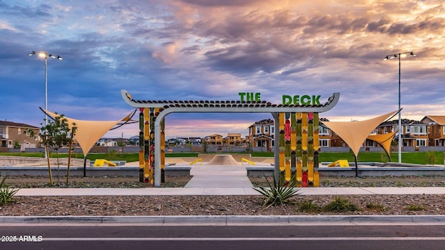 playground at dusk with a residential view