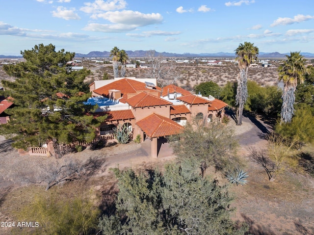 aerial view with a mountain view