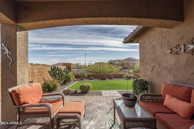 view of patio featuring an outdoor living space