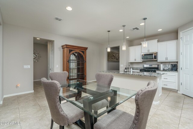 view of tiled dining room