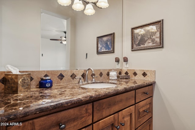 bathroom featuring vanity and ceiling fan