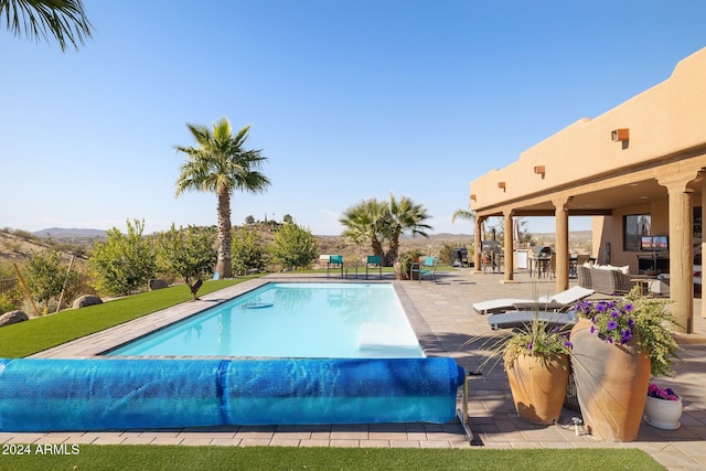 view of swimming pool with a patio