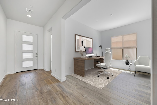 18203 E Paria Canyon Dr, Rio Verde, AZ 85263 - office area featuring wood finished floors, baseboards, and recessed lighting