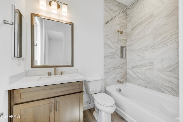 18203 E Paria Canyon Dr, Rio Verde, AZ 85263 - full bathroom featuring toilet, vanity, shower / washtub combination, wood finished floors, and baseboards