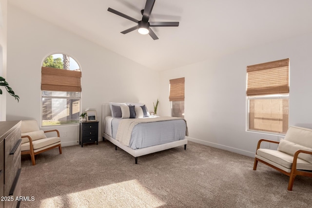 1627 W Maplewood St, Chandler, AZ 85286 - bedroom with carpet floors, lofted ceiling, ceiling fan, and baseboards