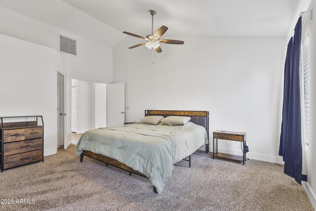 4632 E Kachina Trl, Phoenix, AZ 85044 - carpeted bedroom featuring high vaulted ceiling, ceiling fan, and baseboards