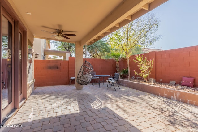 view of patio with ceiling fan