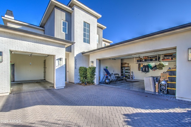 exterior space featuring a garage