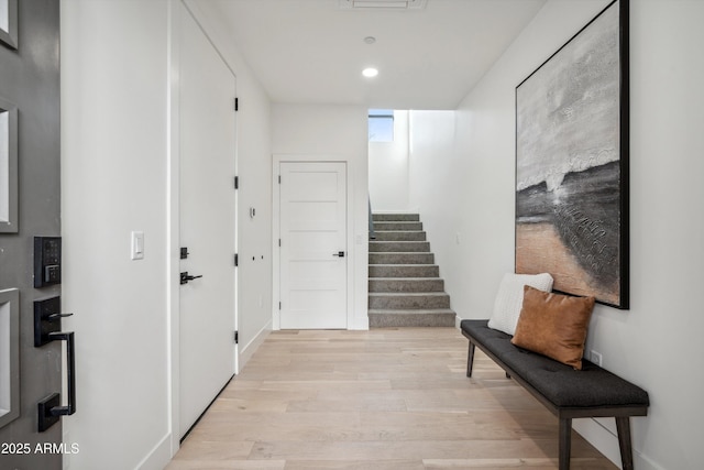 hall featuring light hardwood / wood-style flooring