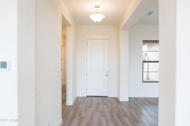 hall featuring light wood-type flooring