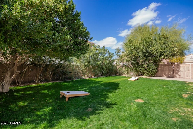 view of yard featuring a fenced backyard