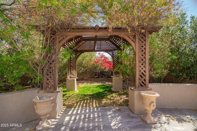 view of patio with a pergola