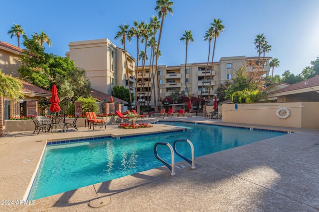 view of pool featuring a patio