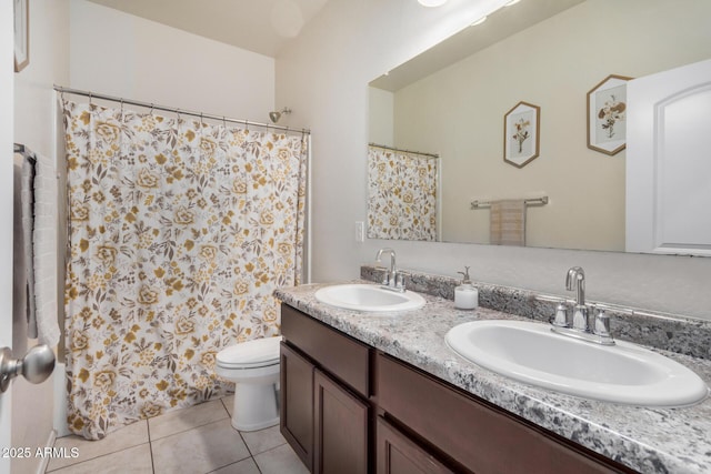 4556 E Gagarinite Ln, San Tan Valley, AZ 85143 - full bathroom with tile patterned floors, double vanity, a sink, and toilet