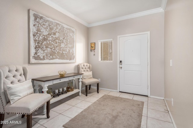 4556 E Gagarinite Ln, San Tan Valley, AZ 85143 - foyer featuring light tile patterned floors, baseboards, and ornamental molding