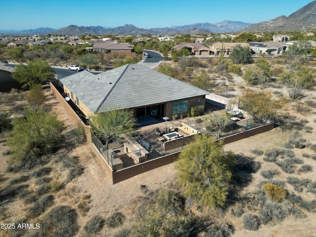 bird's eye view with a mountain view