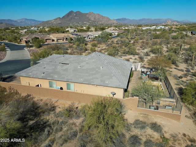 aerial view with a mountain view