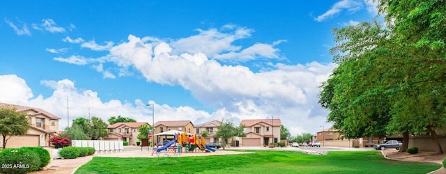 view of yard with a playground