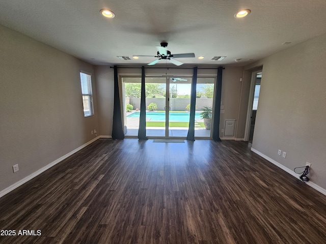 18871 S 209th Way, Queen Creek, AZ 85142 - empty room with a ceiling fan, dark wood-style flooring, and recessed lighting