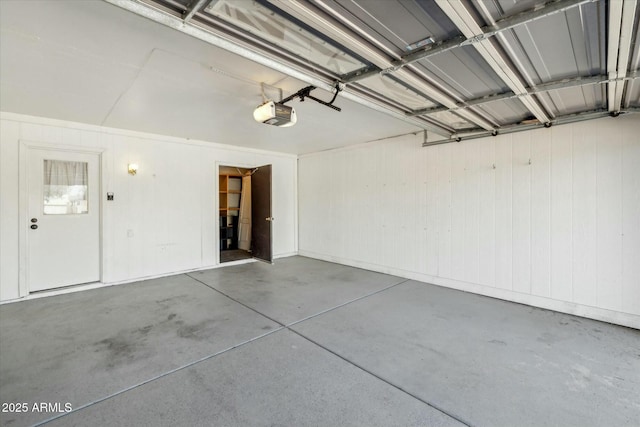 garage with a garage door opener