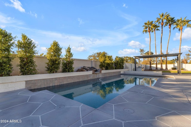 view of swimming pool featuring a patio area