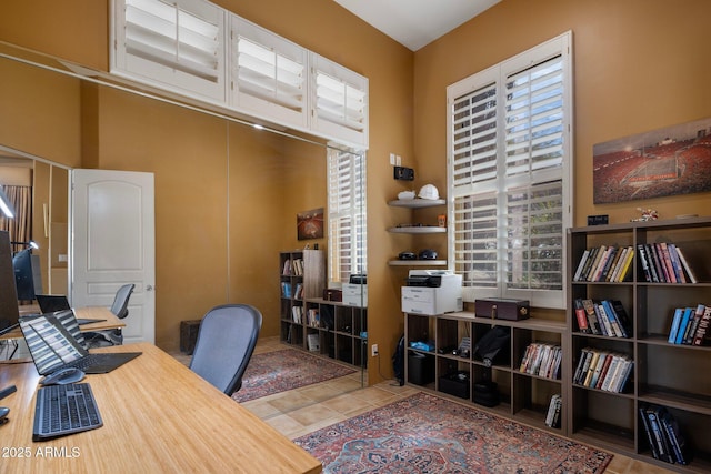 view of tiled office space
