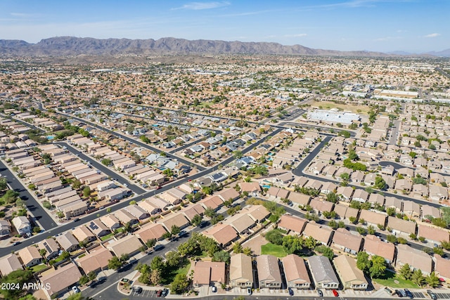 drone / aerial view with a mountain view