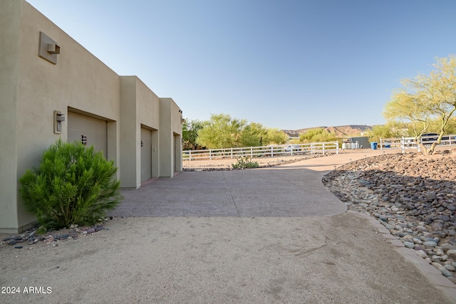 exterior space featuring a mountain view