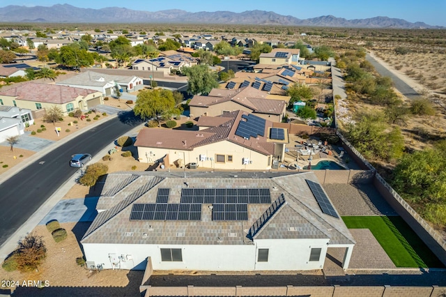 drone / aerial view featuring a mountain view