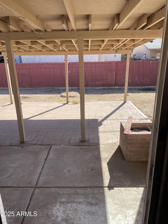 view of patio featuring a fenced backyard