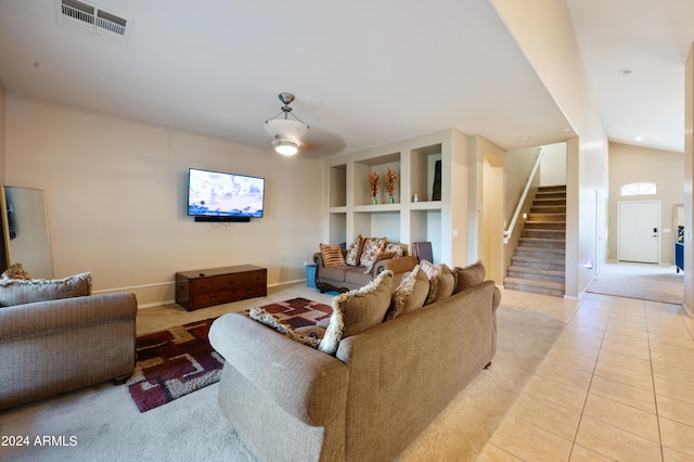 view of tiled living room