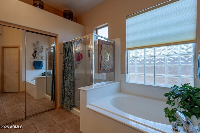 5336 E Gloria Ln, Cave Creek, AZ 85331 - full bathroom with tile patterned floors, a shower stall, and a bath