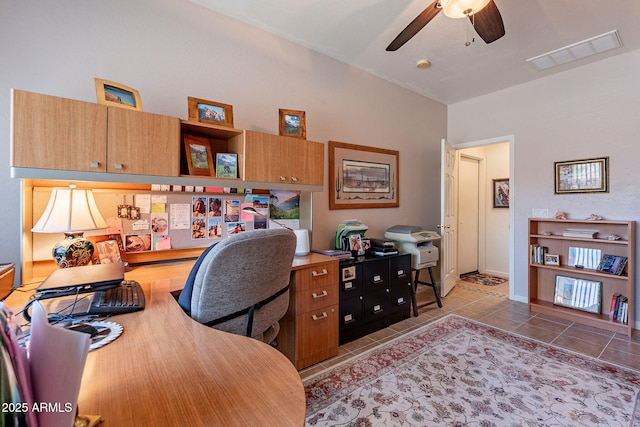 5336 E Gloria Ln, Cave Creek, AZ 85331 - office featuring ceiling fan and light tile patterned floors