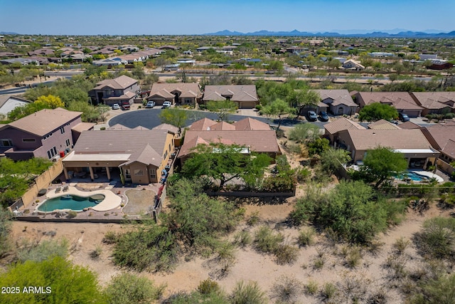 5336 E Gloria Ln, Cave Creek, AZ 85331 - aerial perspective of suburban area featuring a pool and a mountain backdrop