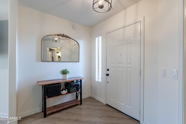 entryway with light hardwood / wood-style flooring and a wealth of natural light