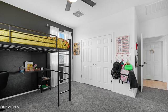 22501 E Indiana Ave, Queen Creek, AZ 85142 - carpeted bedroom with a closet and ceiling fan