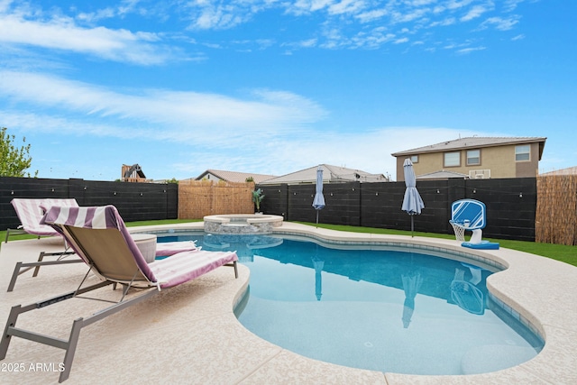 22501 E Indiana Ave, Queen Creek, AZ 85142 - view of swimming pool with a patio and an in ground hot tub