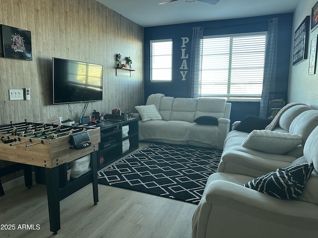 living room with hardwood / wood-style floors