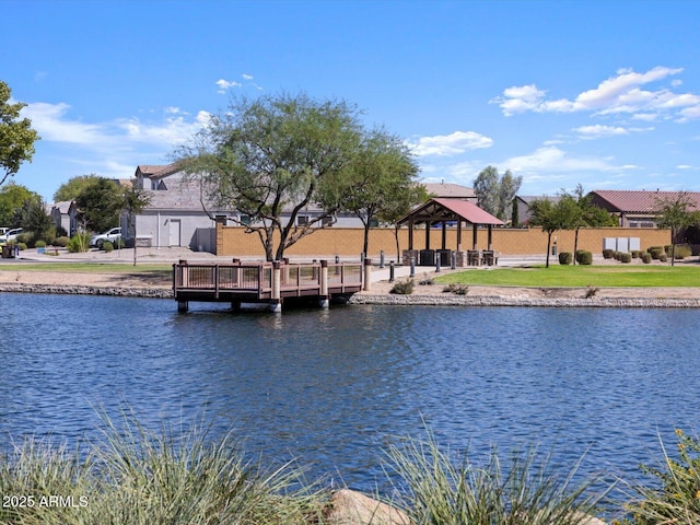 view of water feature with a gazebo