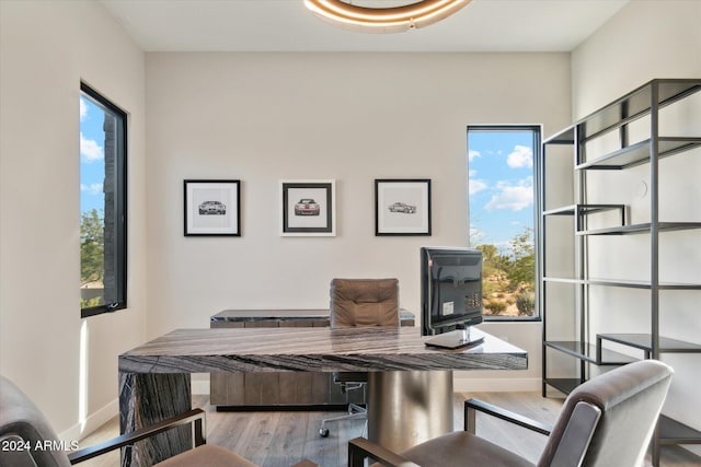 office featuring light hardwood / wood-style flooring