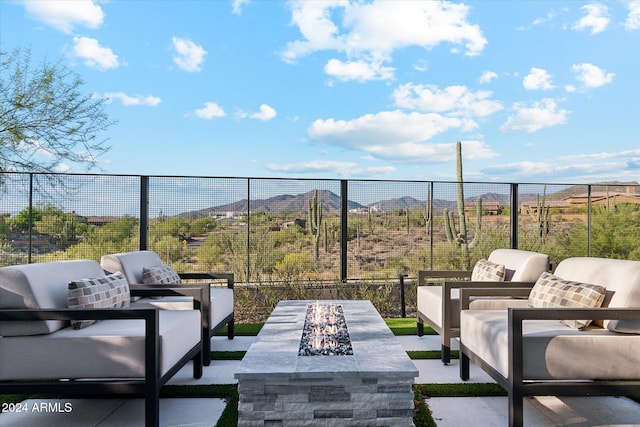 view of patio / terrace featuring a fire pit