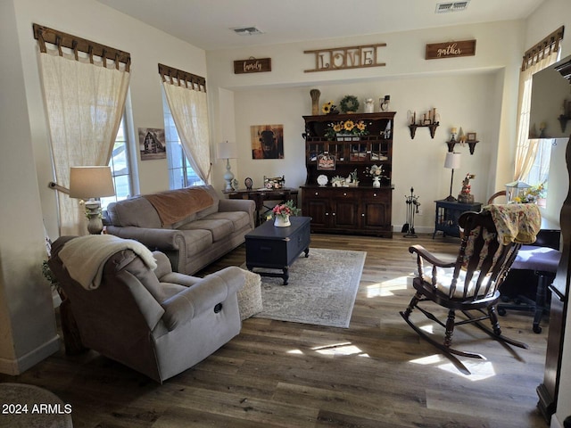 living room featuring hardwood / wood-style floors