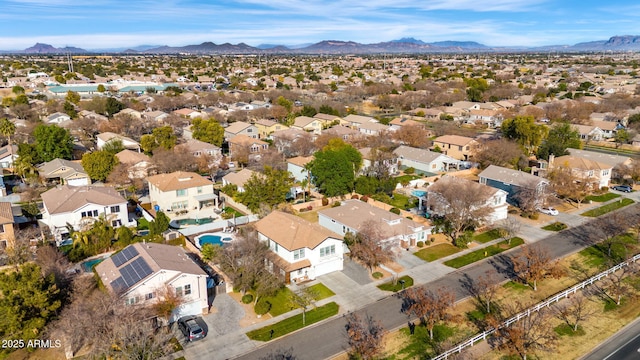 bird's eye view with a mountain view