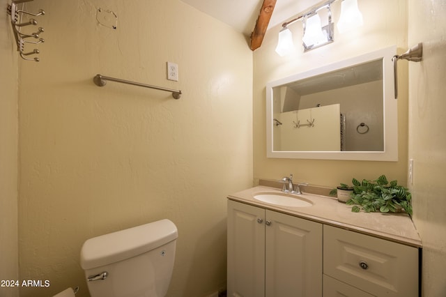 1423 Geode Dr, Forest Lakes, AZ 85931 - half bathroom with a textured wall, toilet, and vanity