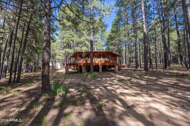 1423 Geode Dr, Forest Lakes, AZ 85931 - exterior space with a wooded view and a deck
