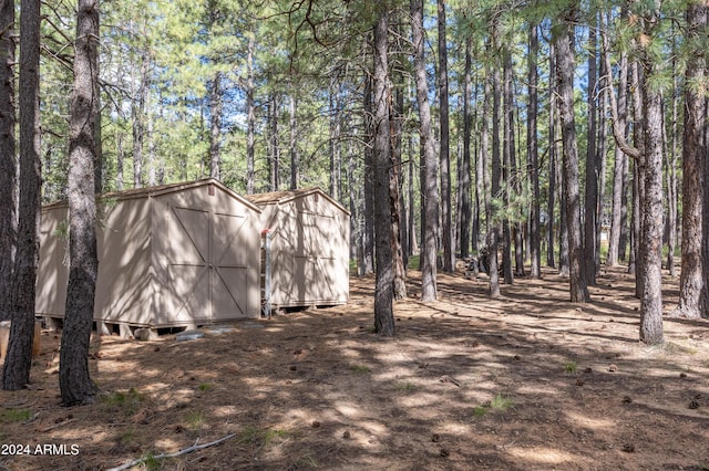 1423 Geode Dr, Forest Lakes, AZ 85931 - view of yard with an outdoor structure and a storage shed