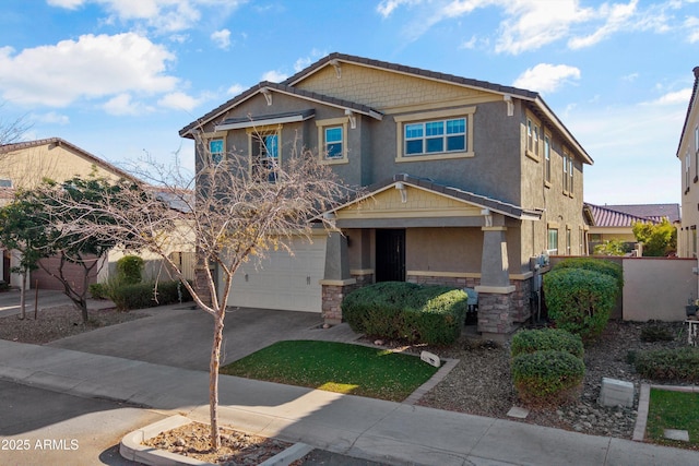 craftsman house featuring a garage