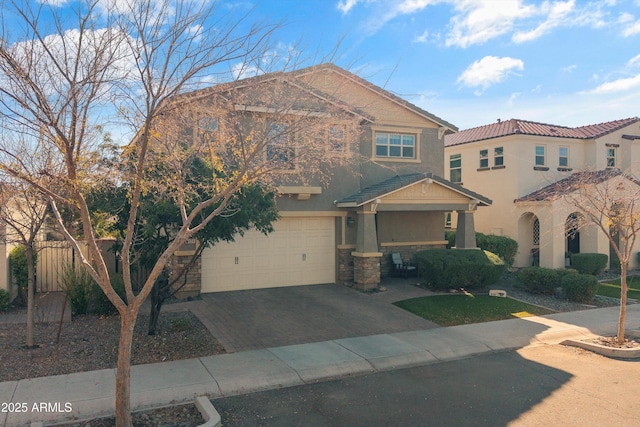 view of front of property with a garage