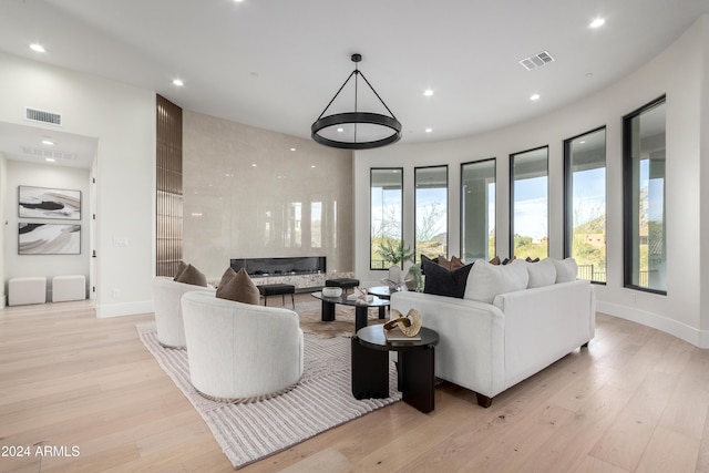 living room featuring light hardwood / wood-style floors